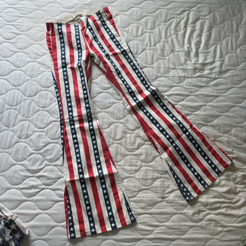 Free People American Flag Flare denim pants 26